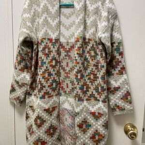 Debut multicolor oversize cardigan thick western style sweater size Small/Medium